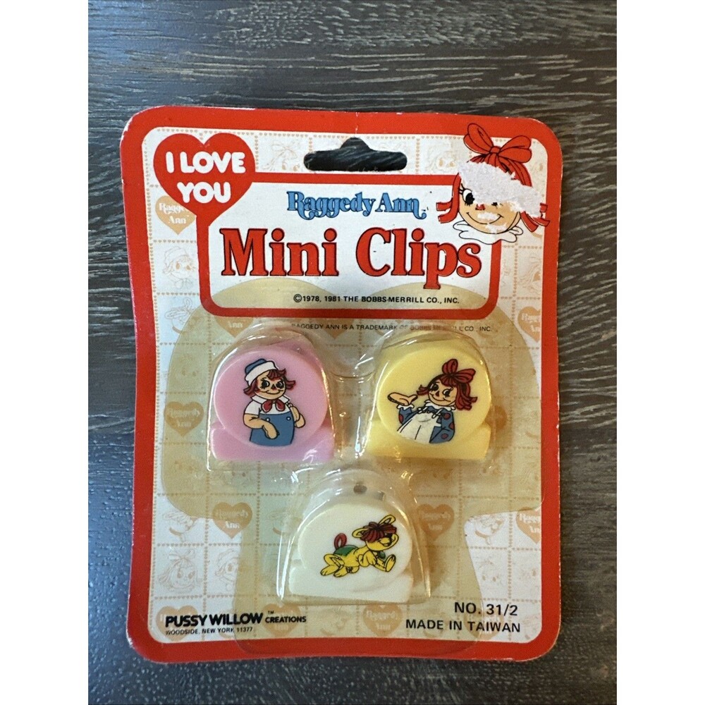 1980s Vintage NOS Raggedy Ann Mini Clips Lot Of 3 New B63 Prop